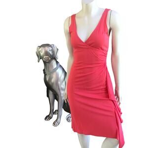 Diane von Furstenburg Pink Coral Ruched Rayon Dress Women's Size 8